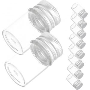 Mevronisshop-10 Pi&egrave;ces Lot De Flacons Verre Avec Bouchons Aluminium Argent&eacute;s Mini Fioles Vides Transparentes Pour Encre Bonbons Messages De Bouteilles De Voyage Polyvalentes - Neuf