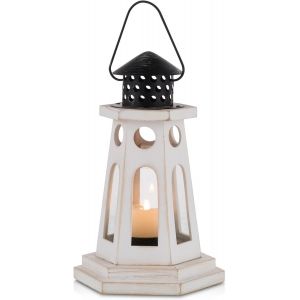 Lanterne en bois vintage bougeoir décoratif phare C - Neuf