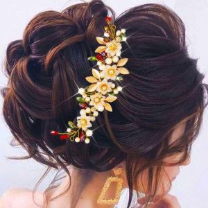 Kalvd-Fleur De Mari&eacute;e Vigne De Cheveux Avec Perles Dor&eacute;es Accessoires De Cheveux De Mari&eacute;e Bandeau De Perles Pour Femmes Et Filles - Neuf