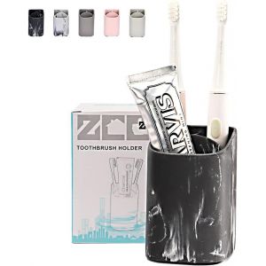 Porte-Brosse À Dents Pour Salle De Bain-Porte-Brosse À Dents Électrique Et Support Pour Dentifrice-Organisateur De Salle De Bain Pour Rasoir,Pinceaux De Maquillage-Motif Marbré Noir - Neuf