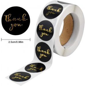 500 Pi&egrave;ces Merci Stickers Thank You Sticker 1 Pouces Self-Adhesive Label Avec Feuille D'or D'&eacute;criture Noir Rond Merci &Eacute;tiquettes Pour L'emballage Cadeau Diy D&eacute;corative Enveloppes Sceau Baking - Neuf