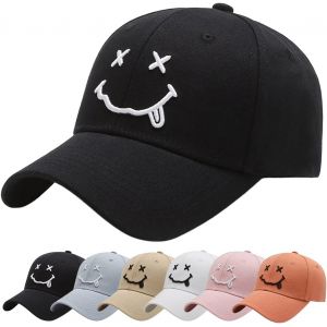 Casquette Baseball,Chapeau Ete Respirante Légère Réglable Unisexe Avec Brodée Coton Anti-Soleil Sourire Baseball Cap Hip Hop Sport Outdoor Chapeau.[Z1349] - Neuf