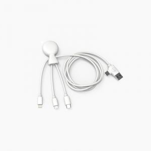 Thef-- Mr Bio 1m Câble Multi Usb 4 En 1 En Forme De Pieuvre - Chargeur Universel En Plastique Recyclé - Prise Usb Universel Usb-C, Lightning,Micro Usb, Usb Pour Smartphone Universelle - Blanc - Neuf