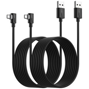 CLOUDDS-Lot De 2 Câbles Micro Usb À Angle Droit De 3 M,18 W À 90 Degrés,Charge Rapide,Synchronisation De Données,Compatible Avec Samsung Galaxy S7 Edge S6 S5,Moto E6 5 4,Lg-Noir - Neuf