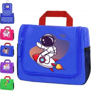 KALANKA-Astronaute Trousse de Toilette Voyage, 4 L Trousse Maquillage Garçon avec Miroir Crochet, Grande Capacité à Sac de Toilette Suspendre, Trousse de Toilette pour Fille Garçon Enfants - Neuf