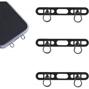 Maa-3pcs Attaches Métalliques Pour Iphone, Cordon Ultra Fin En Acier Inoxydable Avec 2 Anneaux Coussinets Anti-Perte, Sans Interférence De Charge (Noir) - Neuf