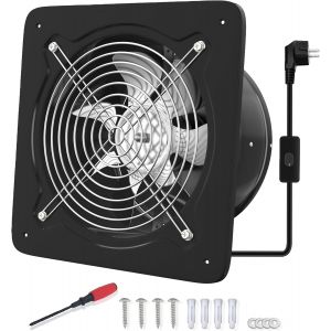 Ventilateur Extracteur d'air 150mm Silencieux 525 m&sup3;/h avec Clapet Anti-Retour Puissant en M&eacute;tal avec Prise Europ&eacute;enne pour Cuisine Salle de Bain Garage (Noir,150mm).[I101] - Neuf