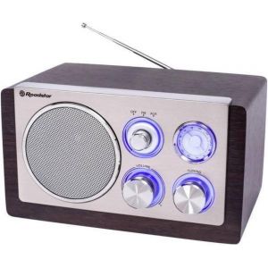 Hra1245Nwd Radio Portable Analogique Fm Vintage,Haut-Parleur 16W &Agrave; 1 Voie,Radio R&eacute;tro Compacte Pour La Maison Et La Cuisine,&Eacute;clairage Led,Bois - Neuf