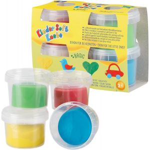 Lot de 4 mini p&acirc;tes &agrave; modeler douces pour enfants 80 g Non toxique V&eacute;g&eacute;talien et sans gluten S&eacute;chage &agrave; l'air libre Avec paillettes bio Dans un kit de p&eacute;trissage (&agrave; partir de 2 - Neuf