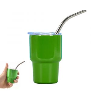 Gobelet Isotherme En Acier Inoxydable De 60 Ml Avec Paille Et Couvercle Pour Boissons Chaudes Et Froides - Vert - Neuf