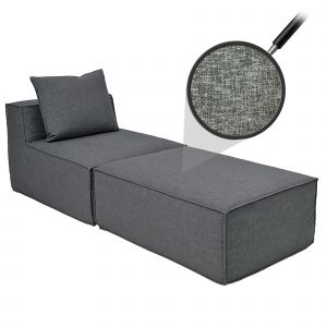 Chaise longue/accessoires pour canap&eacute; HWC-O54, fauteuil ottomane r&eacute;cami&egrave;re, tissu/textile (300 g/m&sup2;) 63 x 75 x 194 cmgris fonc&eacute; - Neuf