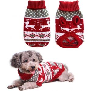 Noël Chandails De Chien Animal De Compagnie Noël En Hiver Tricots Classique Manteaux Chauds Flocon De Neige Argyle Sweater Pour Chaton Chiot Chat Automne Et Des Vêtements D'hiver (1 Pack, Taille 14) - Neuf