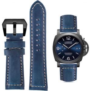 Bracelet De Montre, Bracelet De Remplacement En Cuir Vintage, Bracelet Pour Montres, Bracelet De Remplacement En Cuir V&eacute;ritable Doux &Eacute;tanche Avec Outils 20mm 22mm 24mm 26mm Pour Panerai - Neuf
