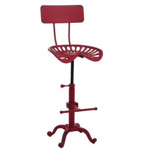 Tabouret de bar HWC-N26, chaise de bar, tabouret de comptoir, r&eacute;glable en hauteur, pivotant, repose-pieds, m&eacute;tal industrielrouge - Neuf