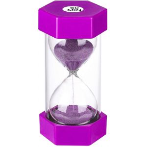 Sablier sablier minuterie 60 minutes : horloge de sable en plastique,montre géante de sable bleu,arène 60 min violet - Neuf
