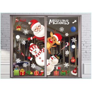 Décorations de fenêtre de Noël, autocollants de fenêtre de Noël pour les décorations de fenêtre de vacances de Noël pour la maison, l'école, le bureau, la décoration de fenêtre d'hiver (style 6) - Neuf