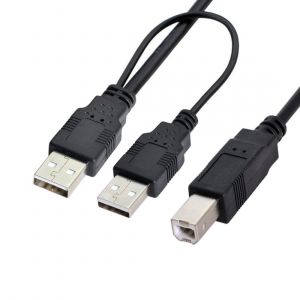 Câble USB 2.0 type A vers type B avec câble d'alimentation USB 80 cm pour imprimante, scanner, disque dur externe - Neuf