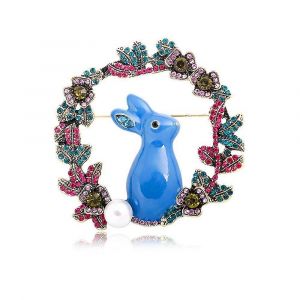 Broche Lapin En Strass - Broche Florale En &Eacute;mail Color&eacute; Pour P&acirc;ques Et No&euml;l - Neuf