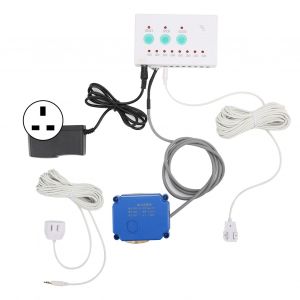 XYONG Kit de detection de fuite d'eau a double sens avec capteur d'alarme et vanne a bille en laiton simple, AC100-240 V (prise britannique) - Neuf