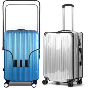 2PCS Housse pour Valise Housse Protection Valise de Voyage Transparent PVC Couvertures de Valise imperméable Protection pour Bagages (20 Pouces) - Neuf