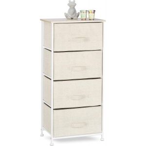 Ulteronixshop-Meuble rangement 4 tiroirs tissu commode &eacute;tag&egrave;re tiroir tissu HxlxP: 95 x 45 x 30 cm, beige - Neuf