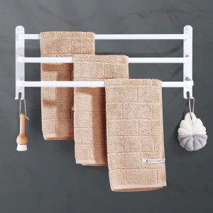 SUBZONAL-Porte-Serviettes Mural en Aluminium, 3 &eacute;tages Porte Serviette Salle de Bain &eacute;tag&egrave;re Serviette avec Crochets, &Eacute;tanche - pour Salle de Bain, Cuisine, Salle de Bain - Neuf