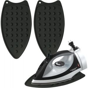 MEVRONISSHOP-Support pour Fer &agrave; Repasser,Repose Fer en Silicone,Tapis de Repos de Repassage avec Trou de Suspension,pour L'isolation Contre Les Br&ucirc;lures (Noir) - Neuf