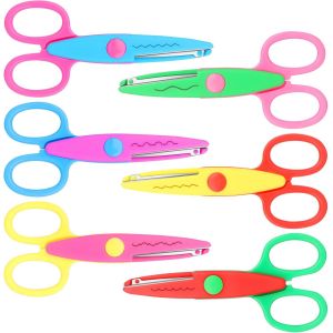 KALANKA-Lot de 6 paires de ciseaux colorés et sûrs pour enfants, différents designs sans danger pour les enfants, zig - Neuf