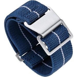 Bracelet De Montre Élastique Nylon Style Marine Nationale Parachute Bracelet Montre En Tissu Remplacement Avec Crochet Boucle Noir/Argenté Homme Femme 13 Couleurs,3 Tailles 18/20/22mm.[U1232] - Neuf