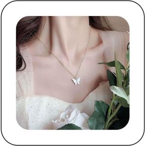 Kal-Collier Papillon Or Boho Choker Vintage Blanc Minuscule Collier Pendentif Papillon Funky Acrylique Collier Papillon Choker Déclaration Collier Papillon Bijoux De Charme Pour Femmes Et Filles - Neuf