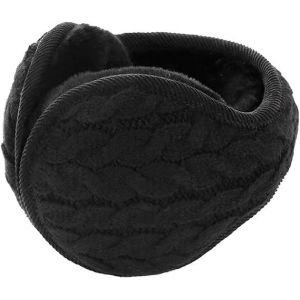 Cache-Oreilles Unisexe En Tricot Chaud Pour Femme, Cache-Oreilles En Cachemire, Couleur Pure, Noir, En Fourrure, Ajustable - Neuf