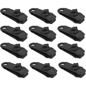 12 Pack Heavy Duty Tarp Clips Tarp Tent Caravan Garden Shade Fabric Boat Black - Neuf