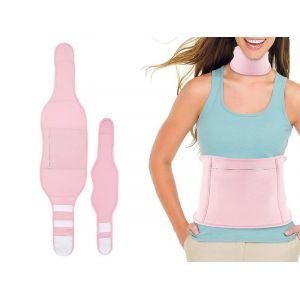 Ensemble De Masques Tour De Taille Et Cou &Agrave; L'huile De Ricin - R&eacute;utilisable, Lavable, R&eacute;glable, Rose - Neuf