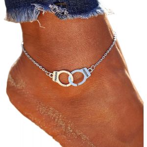 Kal-Bracelet De Cheville En Or Avec Menottes Bracelet De Cheville De Plage Avec Chaîne Pour Pieds Nus Bijoux De Cheville Pour Femmes Et Filles - Neuf