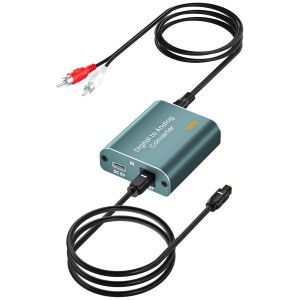 DAC Audio,Convertisseur Audio Numérique Analogique Digital SPDIF Optique Coaxial vers Analogique Stéréo Audio avec câble Optique pour PS3 Xbox HDTV DVD Blue Ray - Neuf