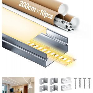 Chenquansarl-6x Profilé Aluminium Pour Rubans Led 1m (6m) ¿ Profilé Encastré En Aluminium Avec Diffuseur Opale ¿ Taille 17.4 X 7mm ¿ Support Idéal Pour Rubans Led Jusquà 12.1mm De Largeur - Neuf
