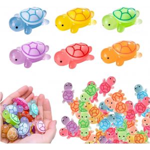 Mevronisshop-Lot De 60 Mini Tortues Lumineuses En Résine - Figurines Miniatures - Mini Animaux En Résine - Petites Tortues Lumineuses Pour Décoration De Jardins Paysagers Miniatures - Pour Jardins - Neuf