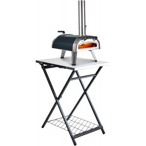 Ulteronixshop-Table Pliante Ext&eacute;rieure Compatible 12&iquest; & 16&iquest; Ooni Four a Pizza Surface Acier INOX Cuisine Exterieure desserte Exterieur Mobilier Jardin Desserte INOX Chariot Plancha - Neuf