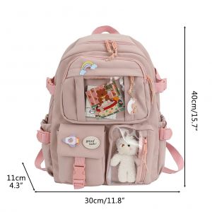Sac a dos Kawaii grande capacite, mignon, ours, accessoires, sac a dos pour l'ecole, sac d'ecole japonais multi-poches pour adolescentes - Neuf