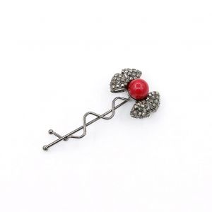 Barrette Elegante Avec Noud Papillon Et Strass (Noud Papillon Noir) - Neuf