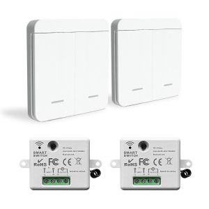 CHECARZHN--NO1-Interrupteur Sans Fil, Pr Telecommande Sans Fil, Interrupteur De Sécurité De L'Émetteur Rf Et Contrôleur De Récepteur 10A, Installation Facile Pour Lampe Jusqu'À 1500W - Neuf