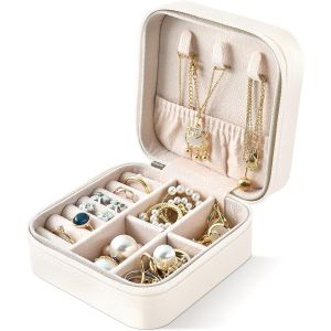 Coffret À Bijoux De Voyage Pour Femmes, Filles, Hommes Et Enfants, Petit Coffret De Rangement Pour Colliers, Boucles D'oreilles Et Bracelets, Blanc - Neuf