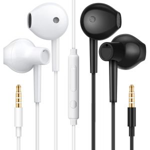 ERYI-[2 Paires] Wh8 Ecouteur Kit Main Libre Filaire, Oreillette Ergonomique Stéréo Avec Microphone, Auriculaire Filaire Jack 3.5Mm Universel Pour Smartphones Android Et Pc. - Neuf
