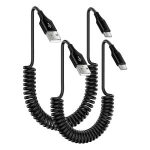 Eryi-Lot De 2 Câbles Spiralés Usb A Vers Usb C - Charge Rapide - Pour Téléphone Portable Android - Type C - Pour Samsung Galaxy A15/A14/A13/A12/A54 5g/A55/A53/Z Flip 5/S24/S23/S22/S21/S20, Xiaomi - Neuf