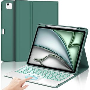 Clavier avec Trackpad pour iPad Air 13"" M3/M2 2025/2024, AZERTY Français Clavier Rétroéclairé Détachable avec Touchpad pour iPad Air 13 Pouces M2/M3 2024/2025, Vert foncé - Neuf