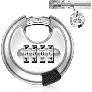 Cadenas Rond, Cadenas en Acier Inoxydable Ext&eacute;rieur Robuste Cadenas R&eacute;sistant R&eacute;sistant aux Intemp&eacute;ries multifonction Verrouillage du Disque pour unit&eacute;s stockage, abris jardin - Neuf