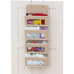 Organiseur De Porte &Agrave; Suspendre Avec 4 Grandes Poches Pour Jouets, V&ecirc;tements Et Accessoires - Beige - Neuf