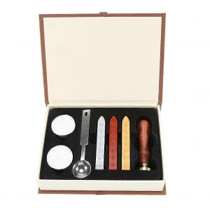 Alphabet Vintage Cire &Agrave; Cacheter Timbre Ensemble Avec Manche En Bois Cuill&egrave;re Bougie (C) - Neuf