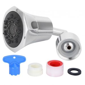 HJLIAN Aerateur de robinet rotatif a filetage G1/2, tete de pulverisation pour robinet de cuisine, buse economiseuse d'eau - Neuf
