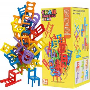Sansh-42 Pcs Jeux D'empilage De Chaises Mini, Empilage De Chaises Jeu, Jeu D'équilibre De Table Multijoueurs, Ne Tombent Pas Facilement, Convient Aux Jeux De Puzzle Pour Les Fêtes De Famille - Neuf